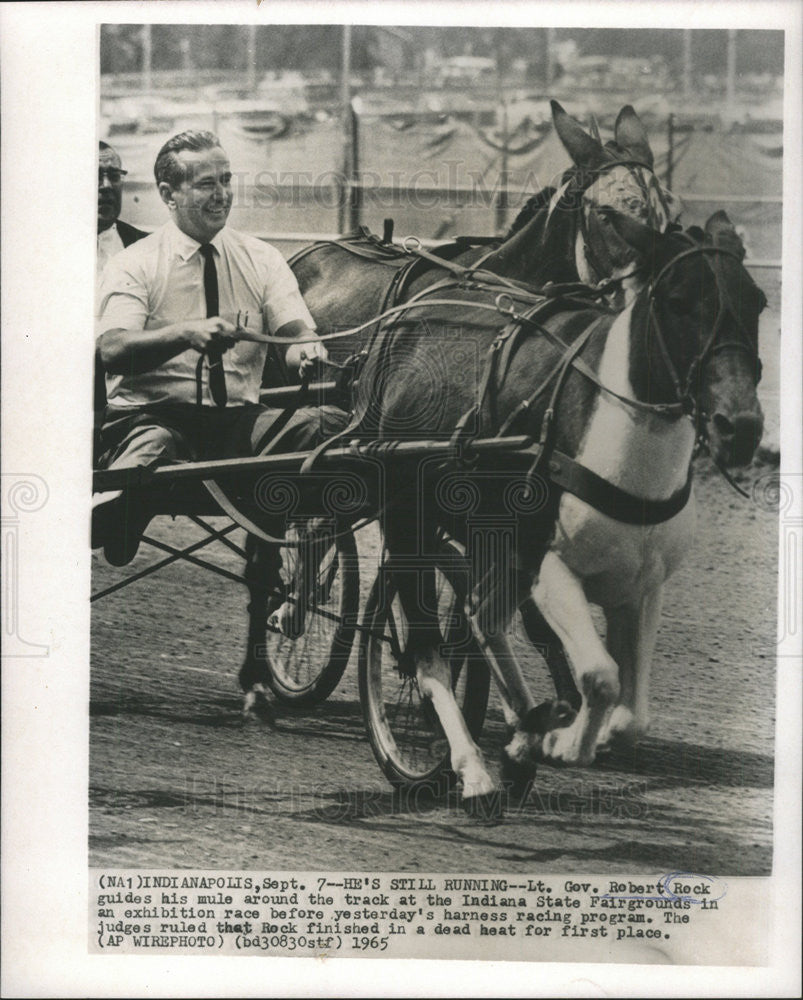 1965 Press Photo Lt. Gov. Robert Rock in a mule cart - Historic Images