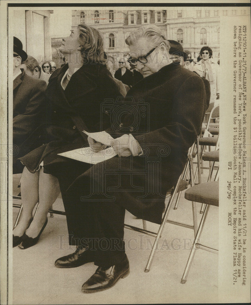 1973 Press Photo Gov. Nelson D. Rockerfeller and wife - Historic Images