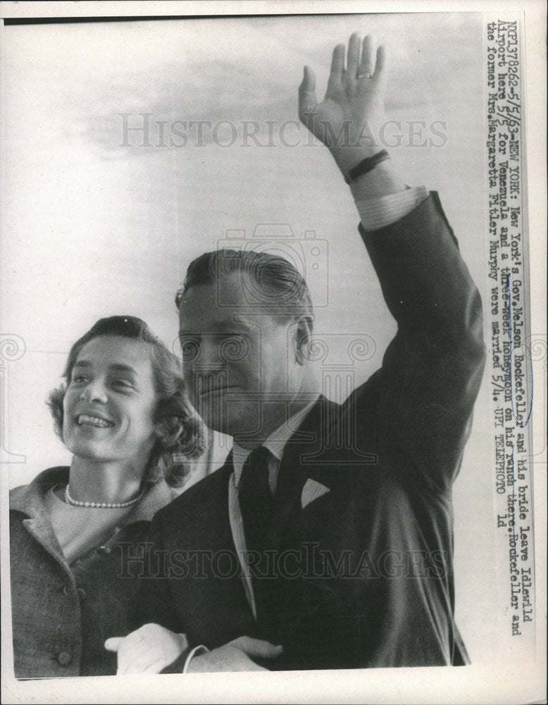 1963 Press Photo Governor Nelson Rockefeller New York Bride Honeymoon Venzuela - Historic Images