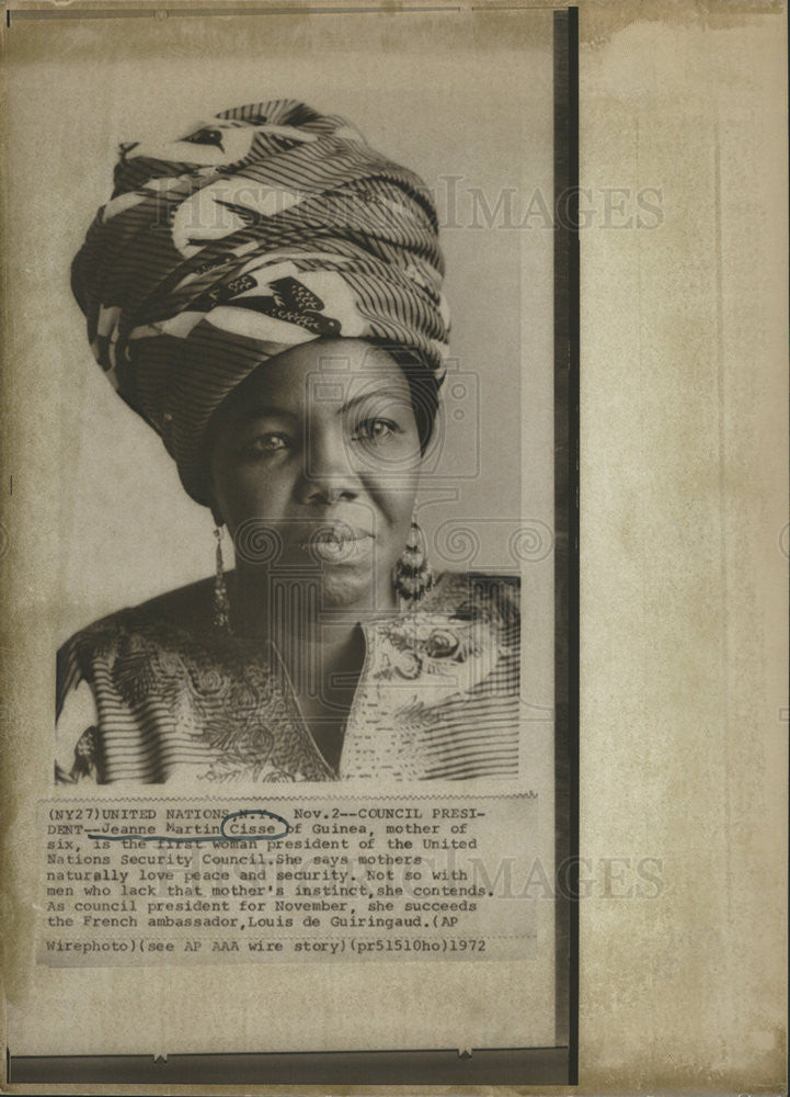 1972 Press Photo Jeanne Martin Cisse, first woman president. - Historic Images