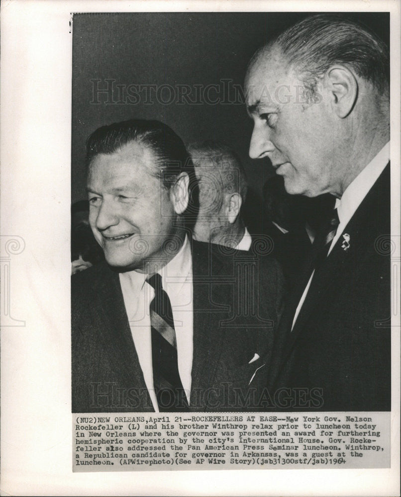 1964 Press Photo New York Governor Nelson Rockefeller And His Brother Winthrop - Historic Images