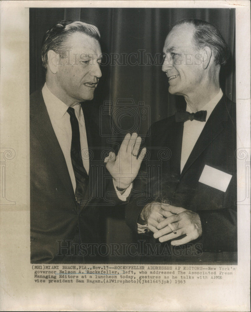 1963 Press Photo  Nelson Rockefeller Mayor New York Sam Ragan Associated Press - Historic Images