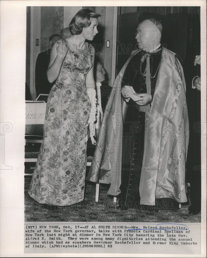 1963 Press Photo Mrs. Nelson Rockefeller/Francis Cardinal Spellman/New York - Historic Images