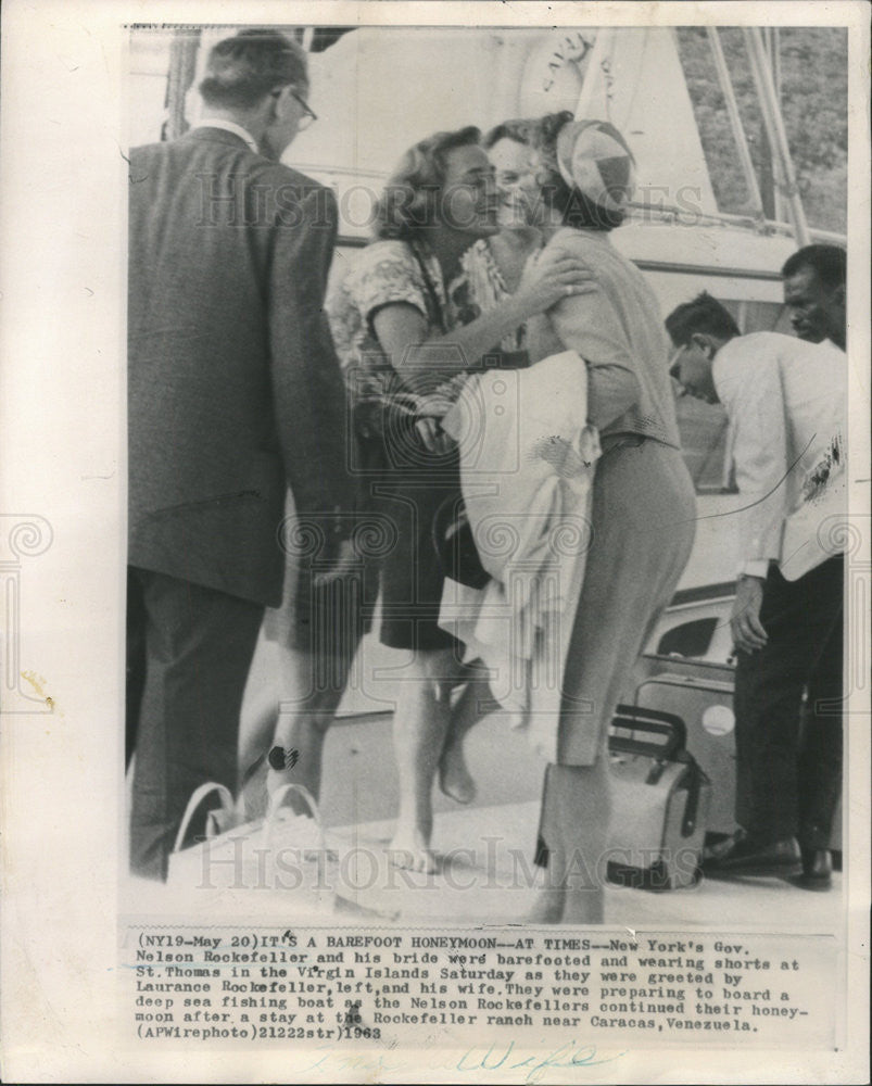 1963 Press Photo Gov. Nelson Rockerfeller and wife  son Laurance and his wife - Historic Images