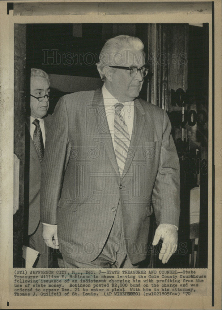 1970 Press Photo State Treasurer William E. Robinson Indicted - Historic Images