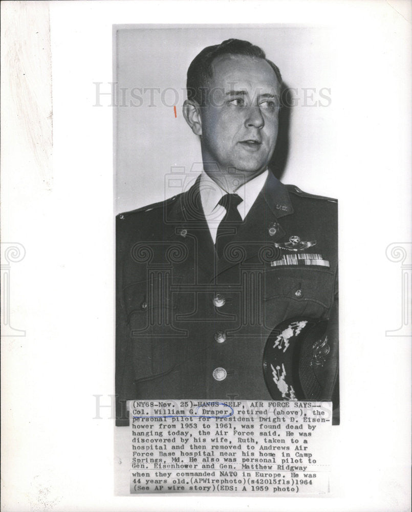 1964 Press Photo Presidential Pilot Commits Suicide By Hanging In Home - Historic Images