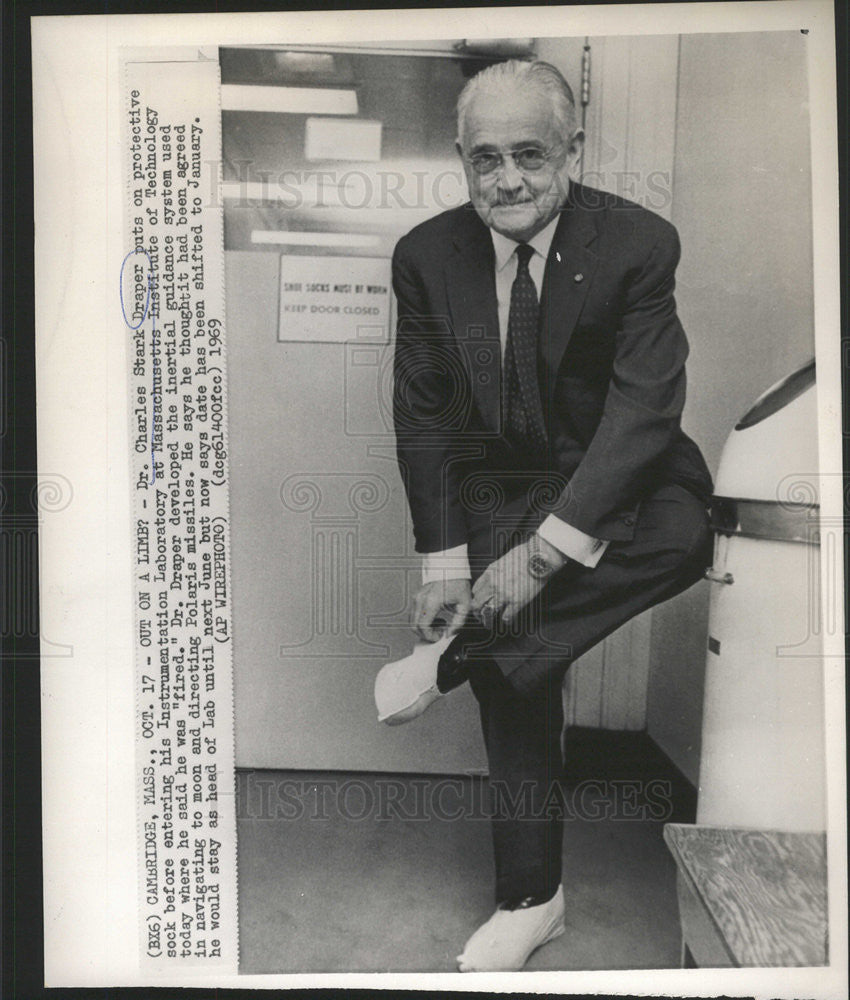 1969 Press Photo Dr. Charles Draper he developed the inertial guidance system - Historic Images