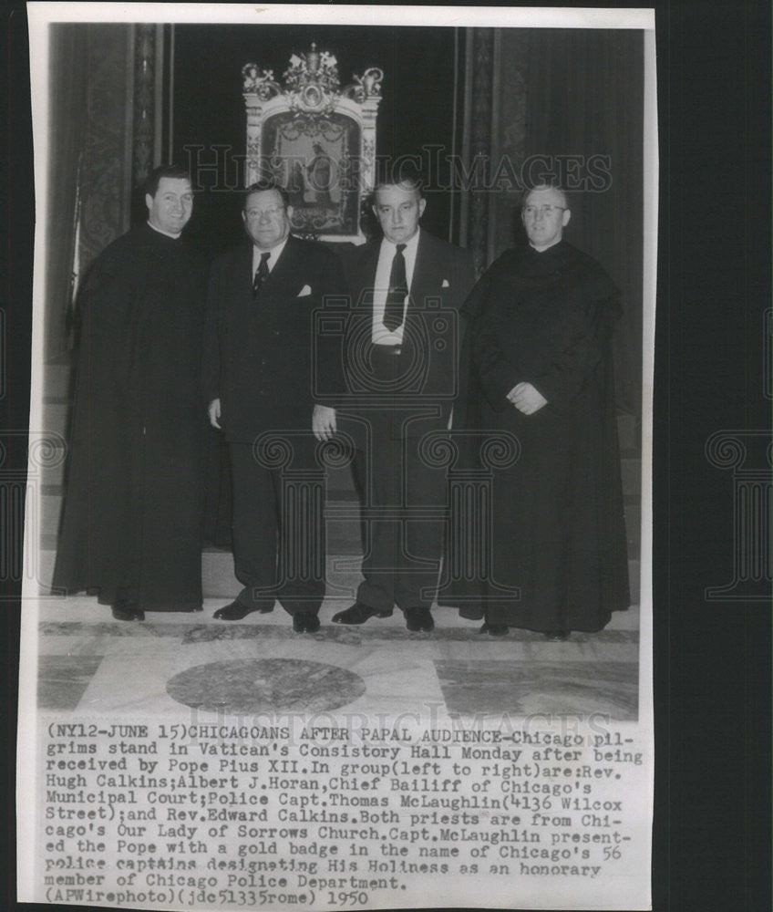 1950 Press Photo Rev Calkins From Chicago Vatican&#39;s Consistory Hall And Others - Historic Images