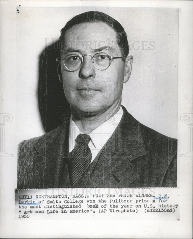 1950 Press Photo O.W.Larkin Pulitzer winner for  book "Art and Life in America" - Historic Images