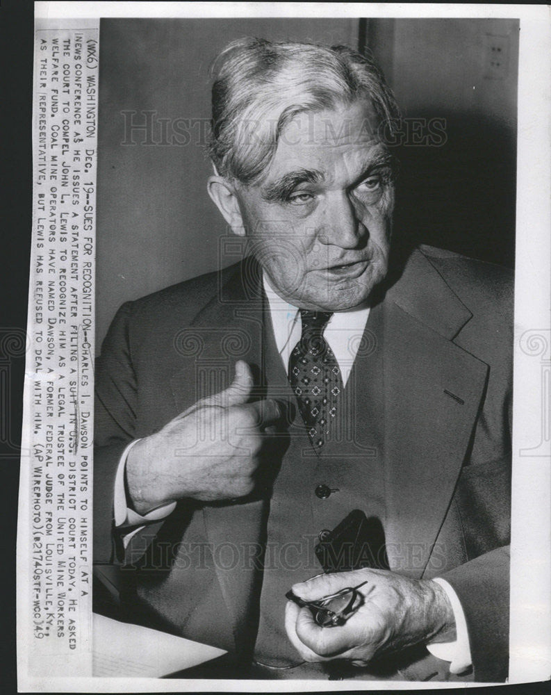 1949 Press Photo Charles I Dawson American Lawyer Politician Federal Judge - Historic Images