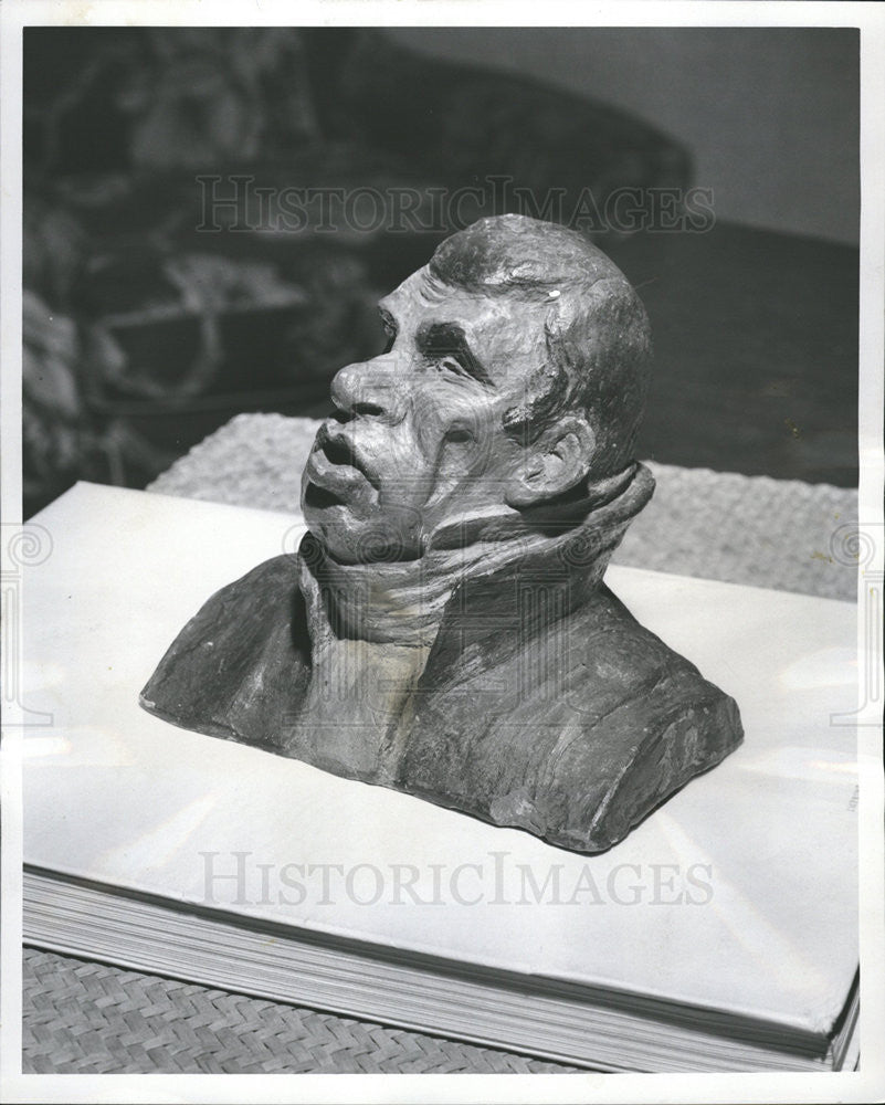 1958 Press Photo Bust By Honore Daumier Purchased For $800 - Historic Images