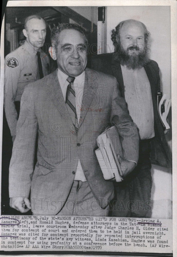 1970 Press Photo Irving Kanarek Ronald Hughes Tate La Bianca Murder Trial - Historic Images