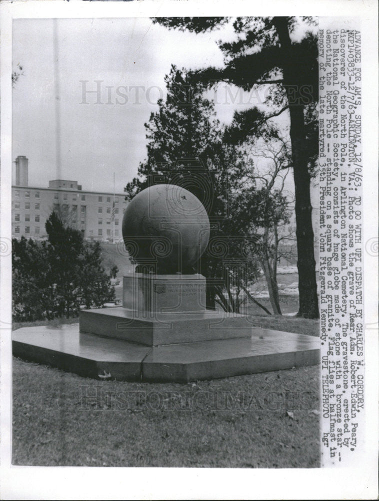 1963 Press Photo Robert Edwin Peary North Pole Arlington National Cemetery - Historic Images