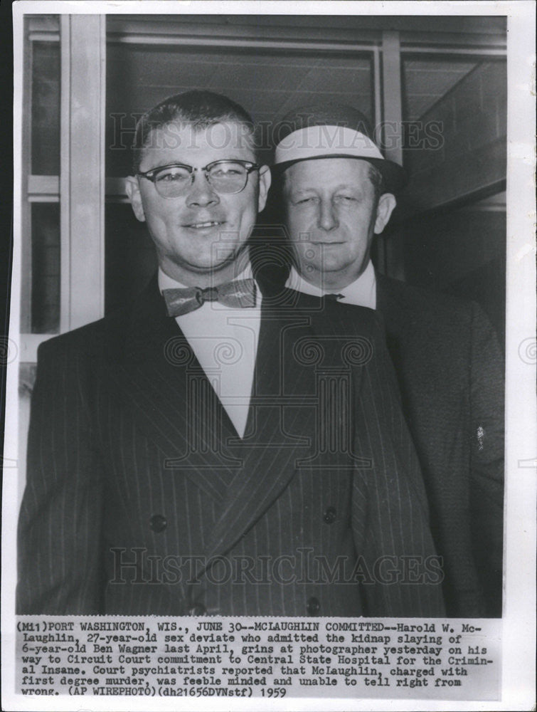 1959 Press Photo Harold McLaughlin Admitted to Kidnap and Slaying a 6 Year Old - Historic Images