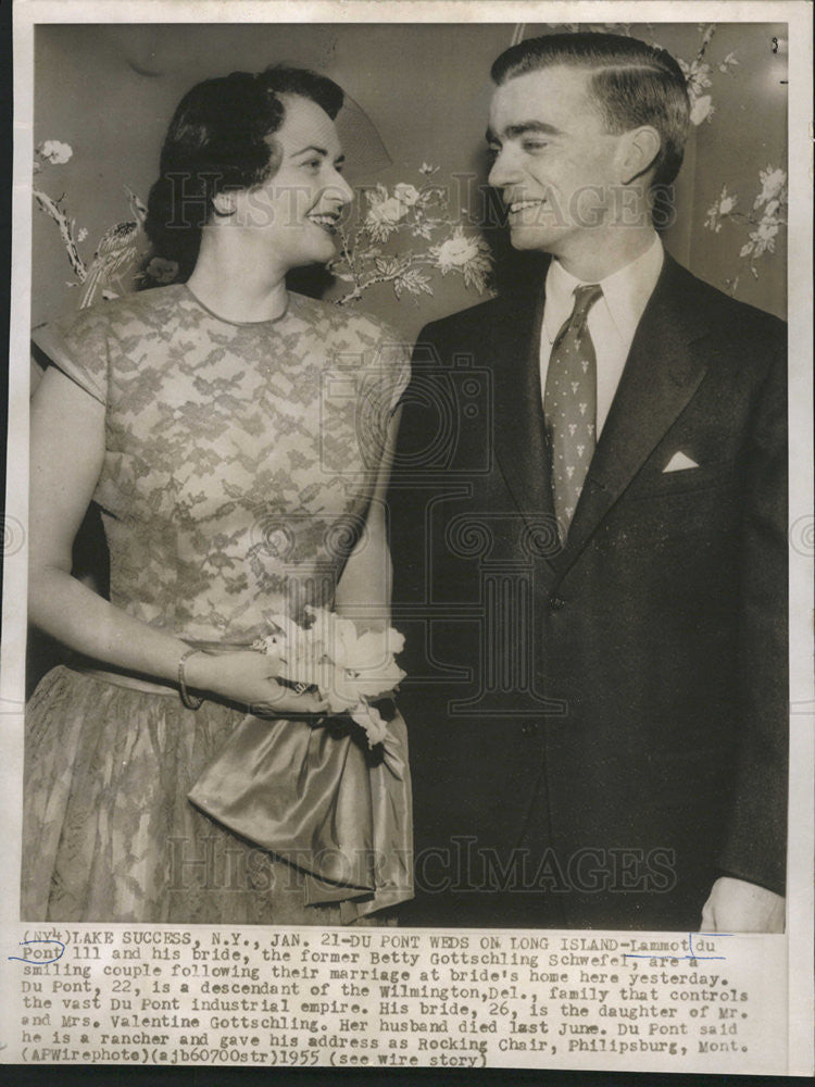 1955 Press Photo Lammot DuPont III American Businessman &amp; Wife Betty Gottschling - Historic Images