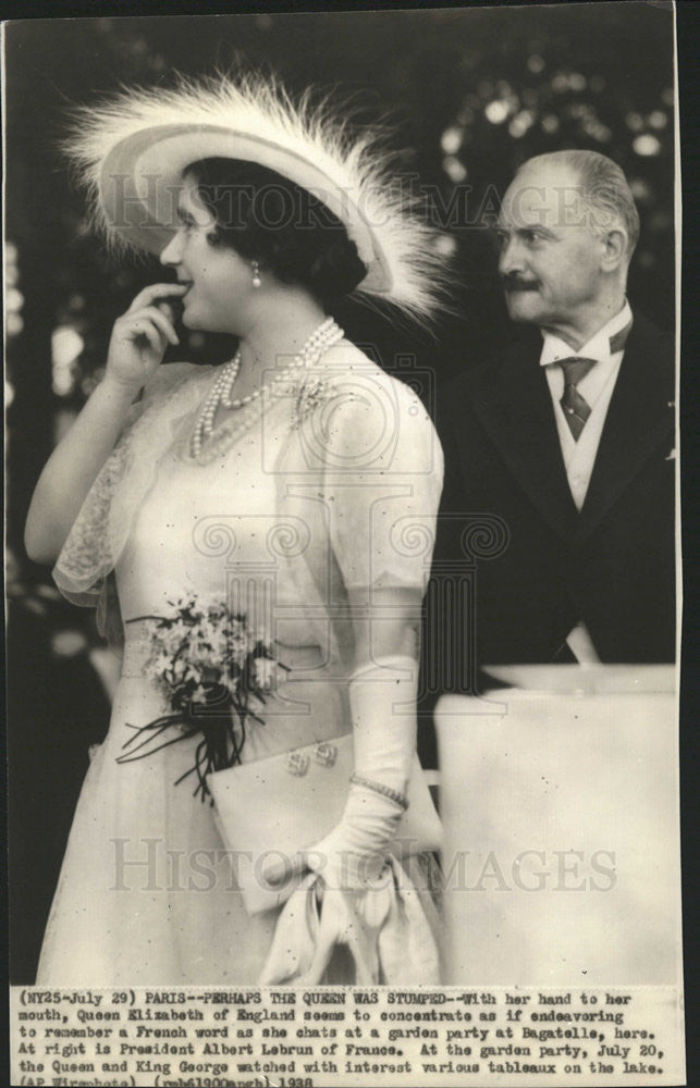 1938 Press Photo  Queen Elizabeth England Royalty - Historic Images