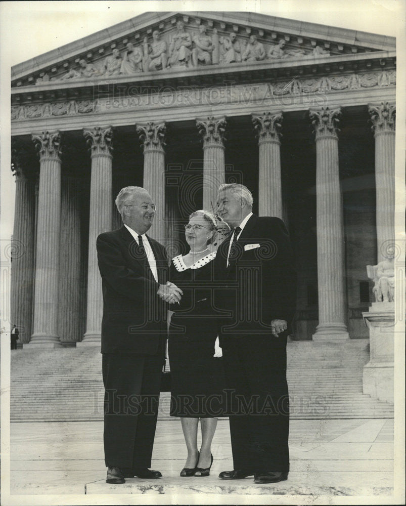 1957 Press Photo Edwin Podewell with Mrs. Podwell and Congressman Emmet Ryne - Historic Images