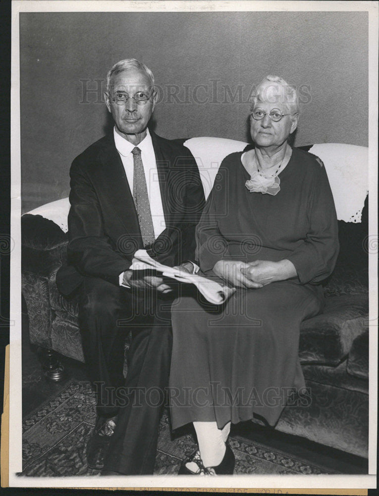 1934 Press Photo Charles E. Duryea &amp; wife Rachel Celebrates Golden Wedding Anniv - Historic Images