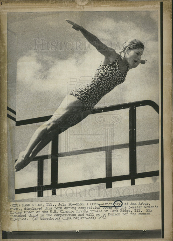 1972 Press Photo Janet Ely at US Olympic Diving Trials - Historic Images