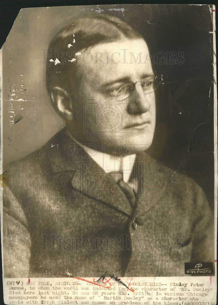1936 Press Photo Peter Dune writer "Mr. Dooley" died - Historic Images