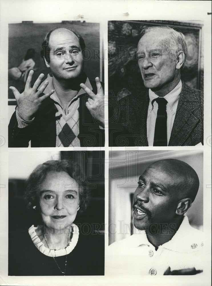 1980 Press Photo Rob Reiner, John Canaday, Lillian Gish and Lou Gossett - Historic Images