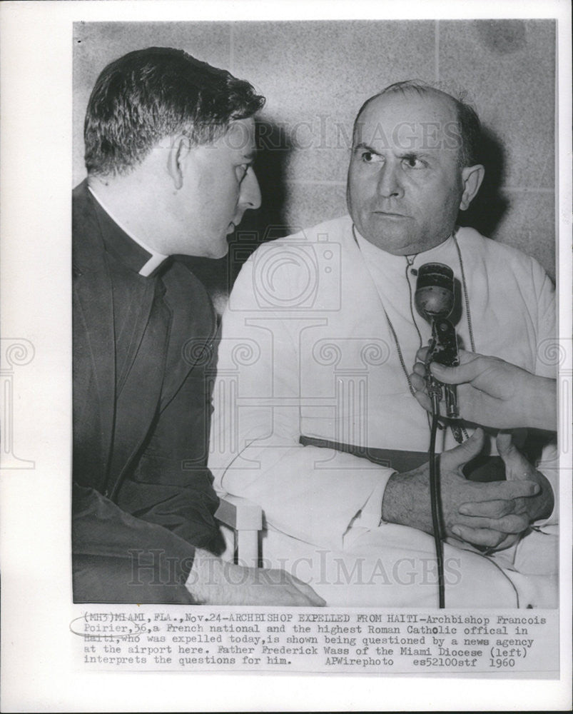 1960 Press Photo Archbishop Francois Poirier gets expelled from Haiti - Historic Images