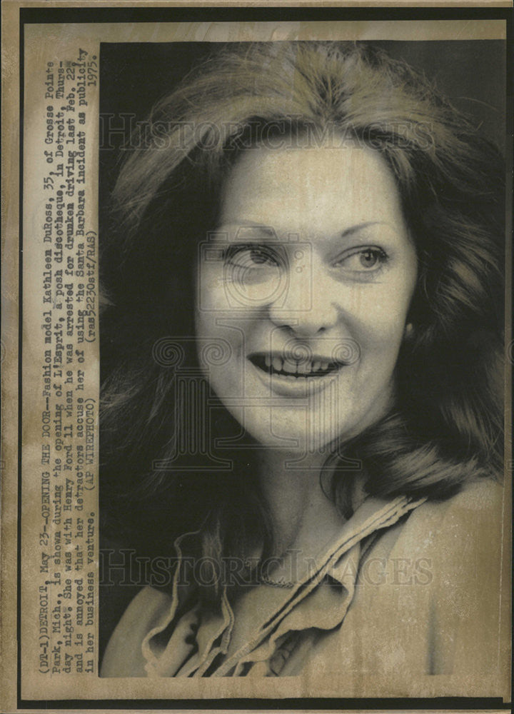 1975 Press Photo Fashion model Kathleen DuRoss a the opening of L&#39;Esprit in Det. - Historic Images