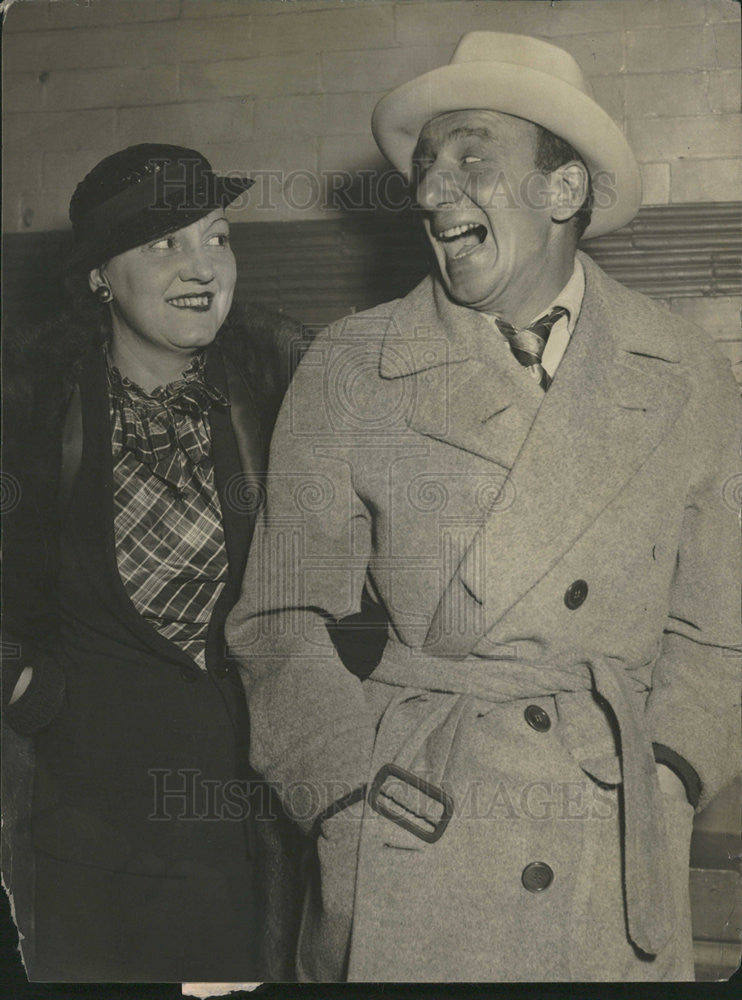 1933 Press Photo Jimmy Durante with his wife Jeanne accompanied him in Chicago - Historic Images