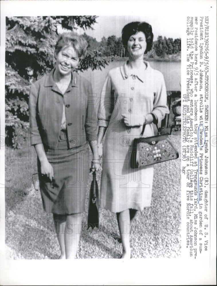 1963 Press Photo Miss Lynda Johnson and Princess Christina of Sweden - Historic Images