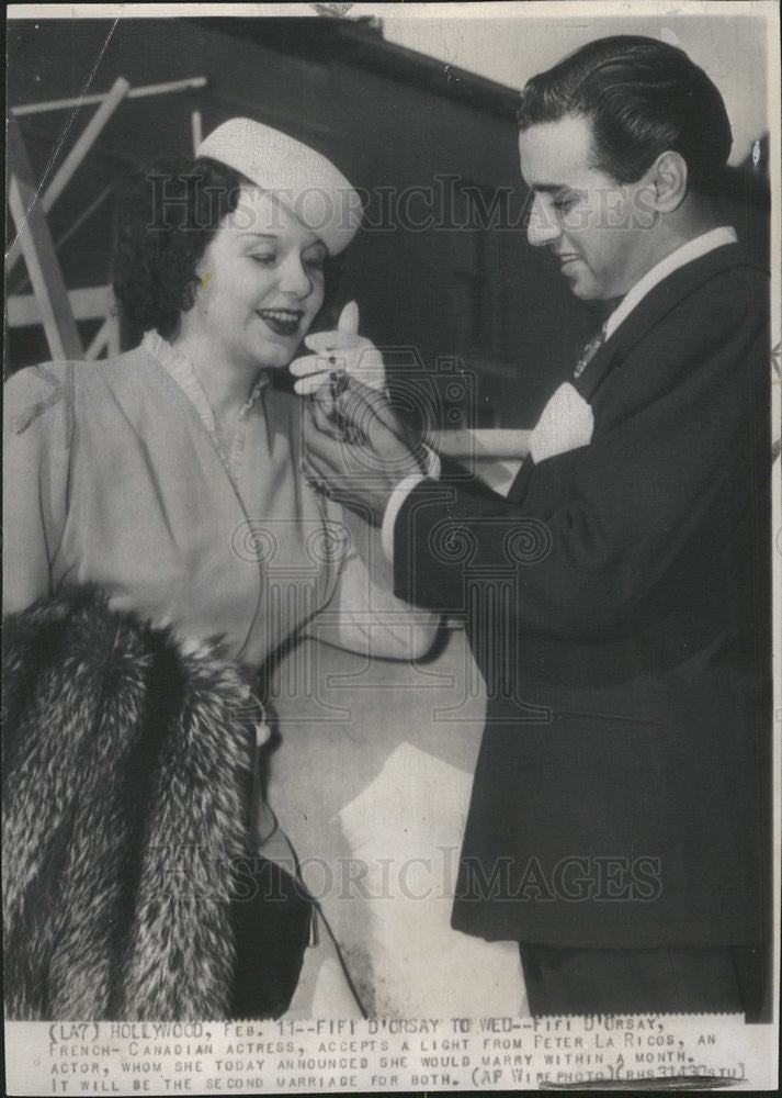 1947 Press Photo Fifi D&#39;Orsay, French-Canadian Actress, &amp; Actor Peter La Ricos - Historic Images