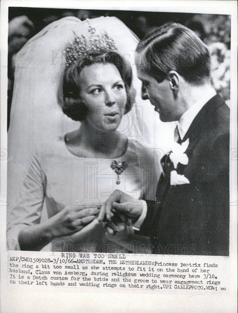 1966 Press Photo Dutch Princess Beatrix marries Claus von Amsberg - Historic Images