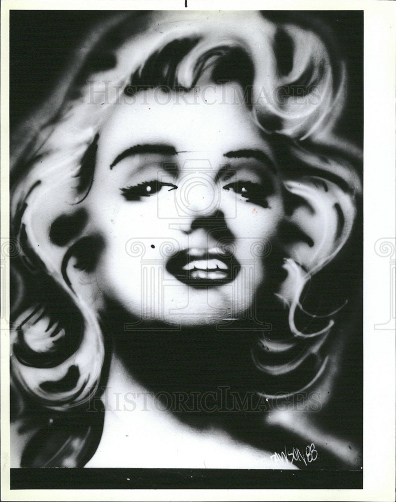 1988 Press Photo Art/Marilyn Monroe Acrylic Airbrush/David Dawson/Artist - Historic Images