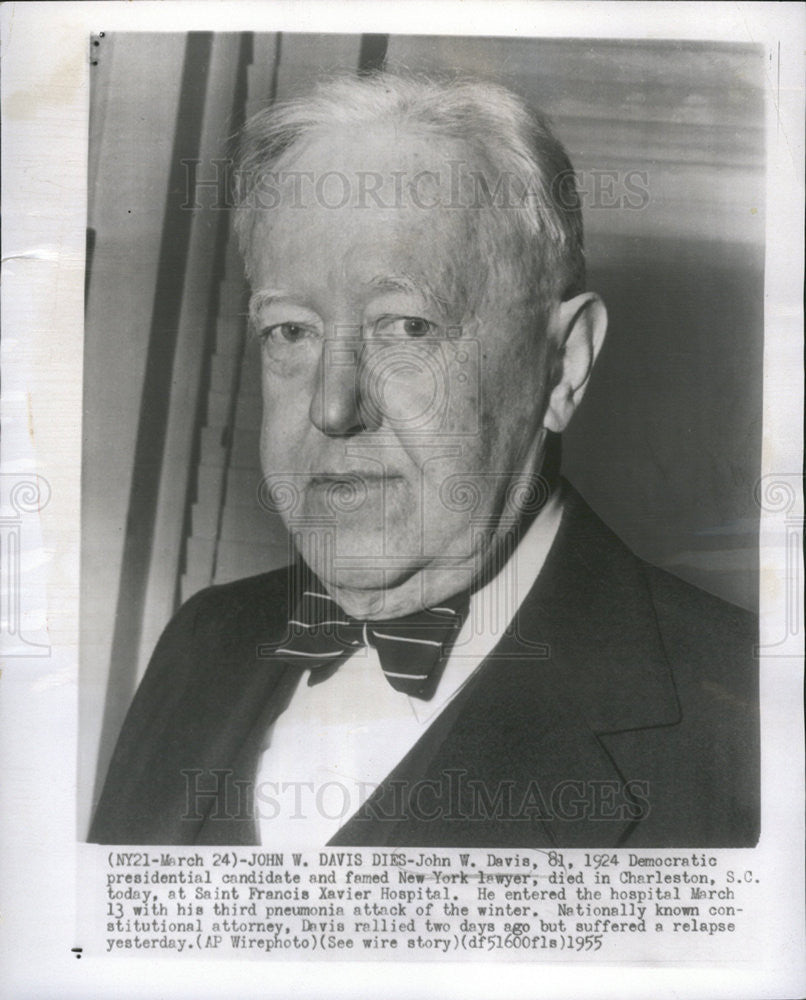 1955 Press Photo John W. Davis American Politician Diplomat Lawyer ...