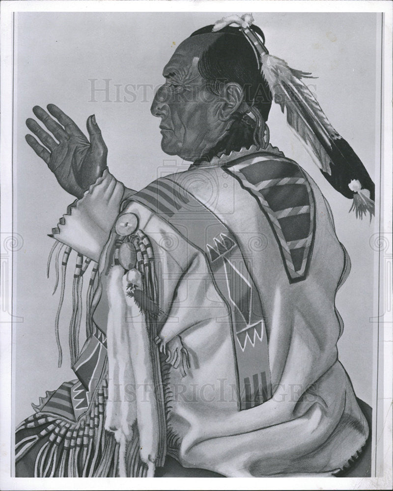 1962 Press Photo Arnold F. Winold Reiss&#39; Crow Chief Painting - Historic Images