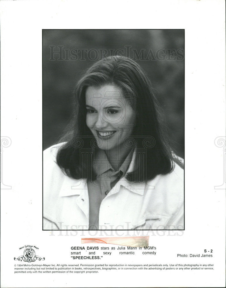 1994 Press Photo Gena Davis in MGM&#39;s &quot;Speechless&quot; - Historic Images