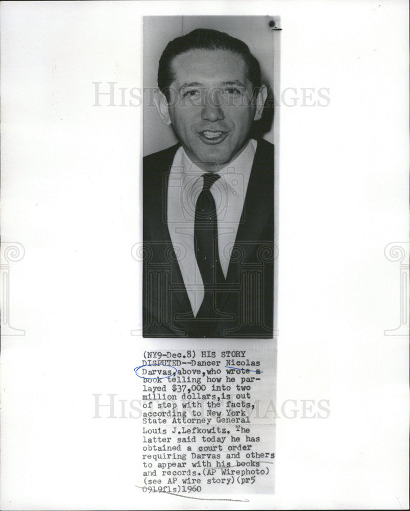 1960 Press Photo Nicolas Darvas Hungarian Dancer Author Economist - Historic Images