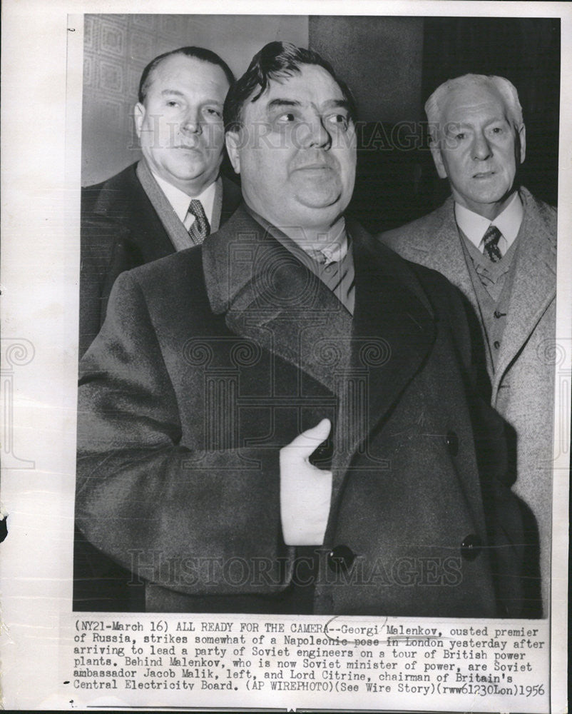 1956 Press Photo Georgi Malenko,ousted premier &amp; Jacob Malik &amp; Lord Citrine - Historic Images