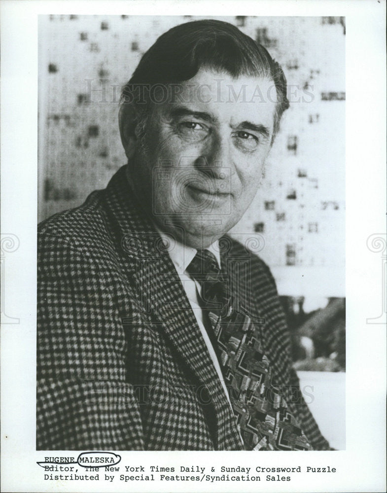 1987 Press Photo Eugene Maleska, Editor, The New York Times Daily - Historic Images