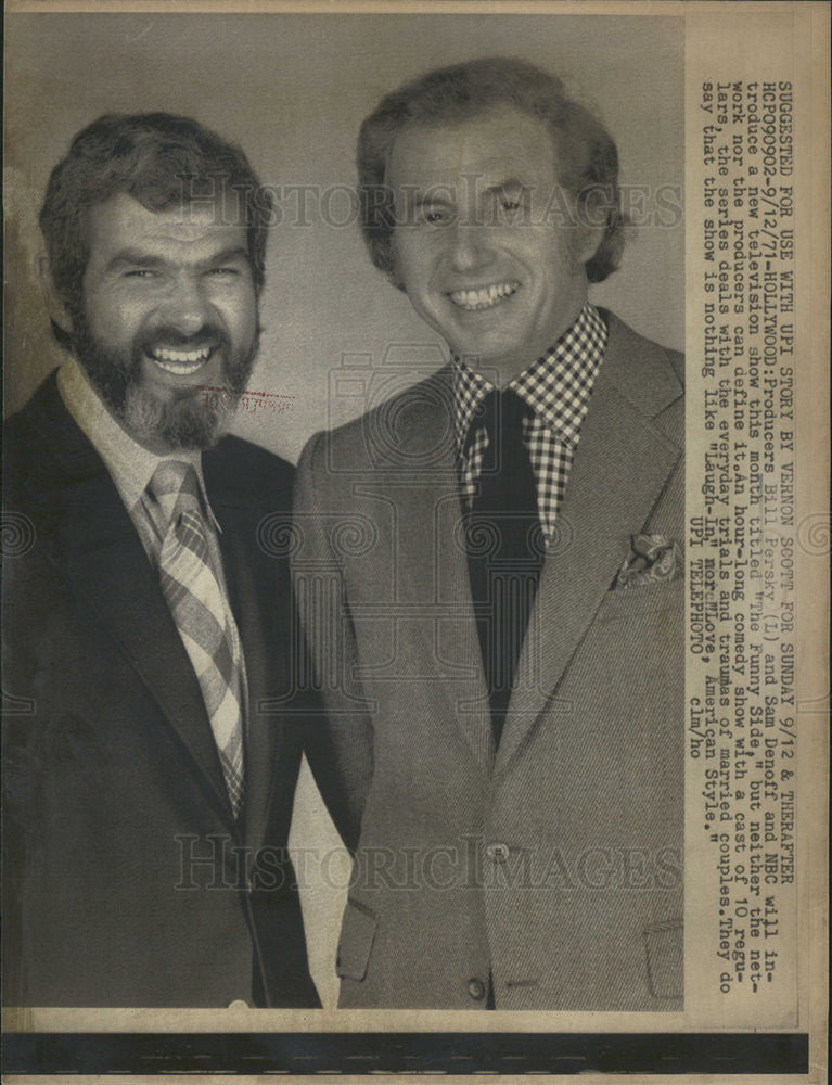 1971 Press Photo Producers Bill Persky and Sam Denoff - Historic Images