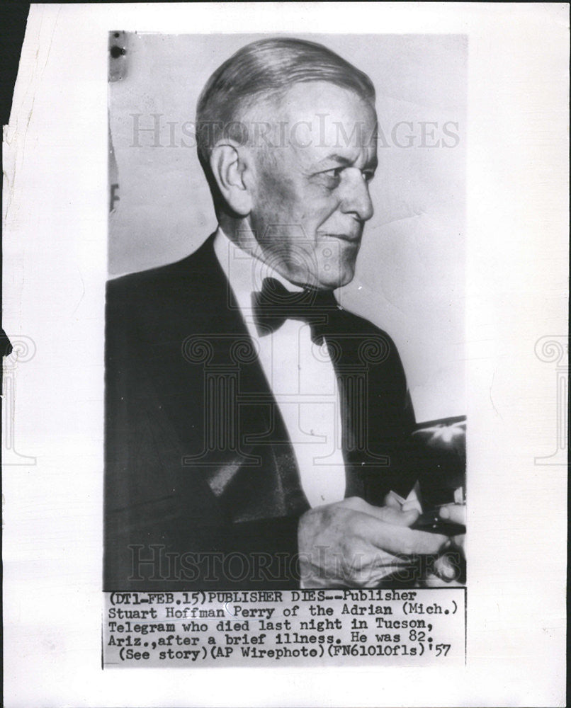 1957 Press Photo United States Newspaper Publisher Stuart Hoffman Perry - Historic Images