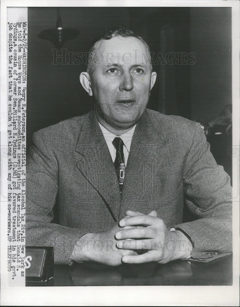 1925 Press Photo Henry R. Peterson official of Alcohol Tax Division - Historic Images