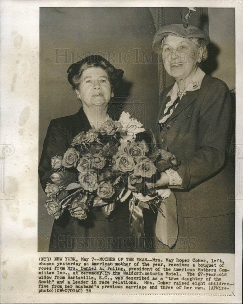 1958 Press Photo Mrs. Daniel A. Poling - Historic Images