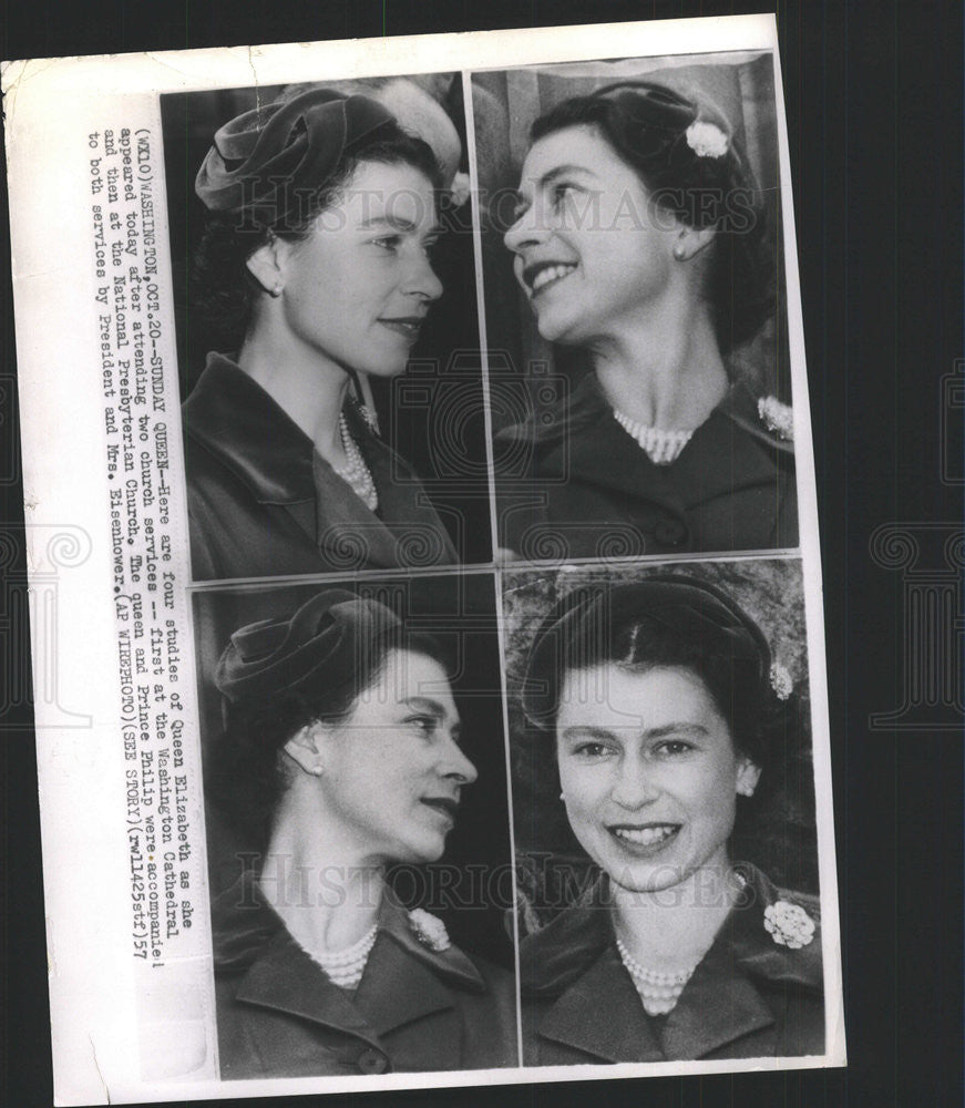 1957 Press Photo QUEEN ELIZABETH II MONARCH - Historic Images