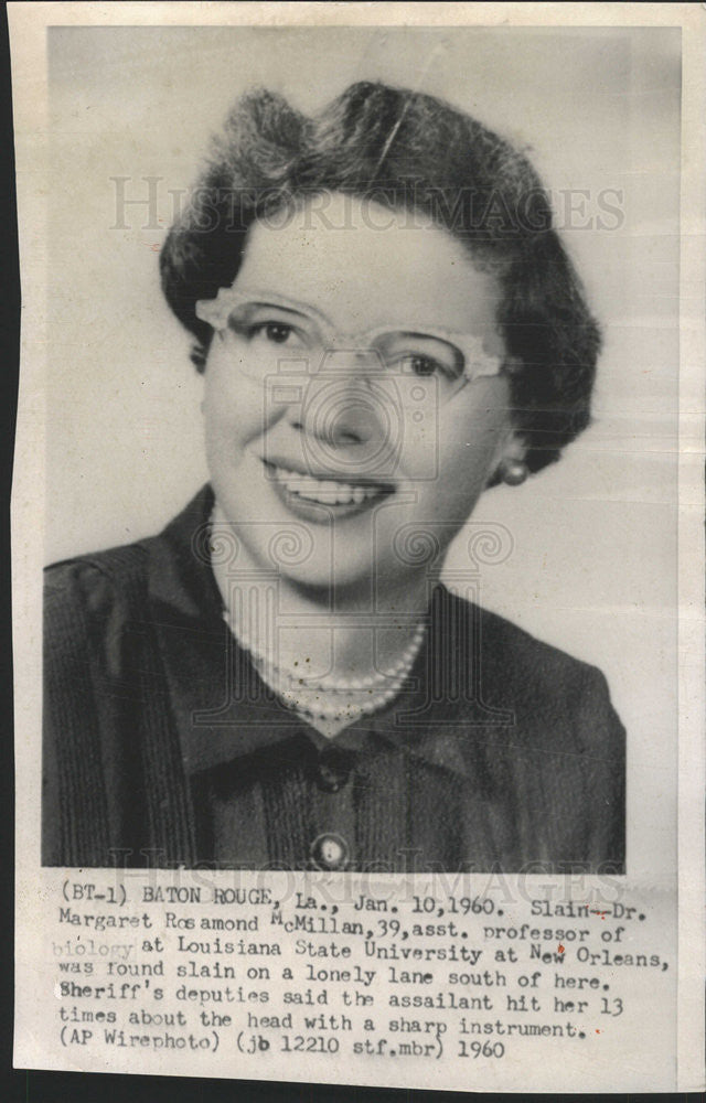 1960 Press Photo Dr. Margaret Rosamond McMillan Louisiana State University - Historic Images