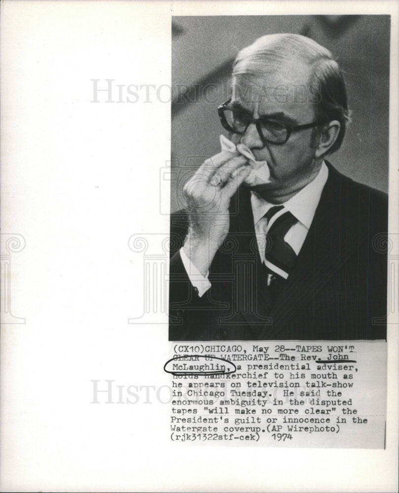 1974 Press Photo  Rev John McLaughlin Presidential Adviser - Historic Images