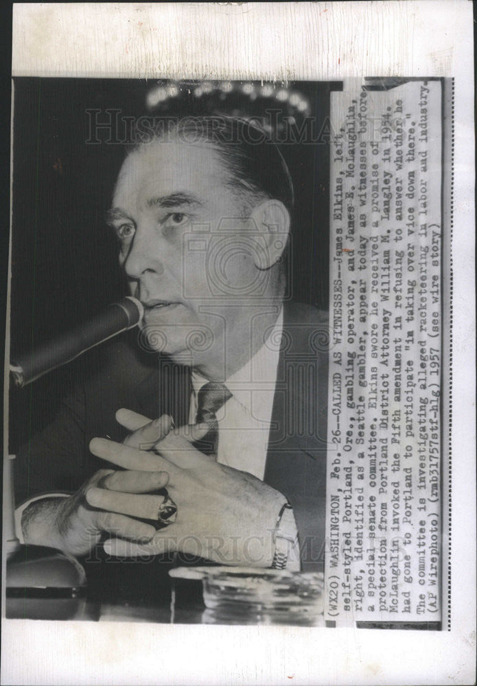 1957 Press Photo James Elkins Portland Gambling Operator - Historic Images