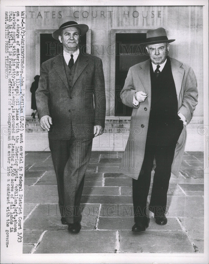 1963 Press Photo Rep John L McMillan Federal District Court Trial - Historic Images