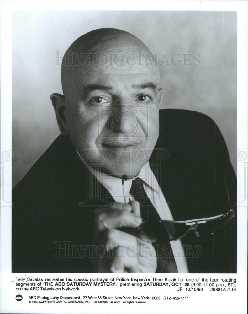 1989 Press Photo Telly Savalas Actor The ABC Saturday Mystery - Historic Images