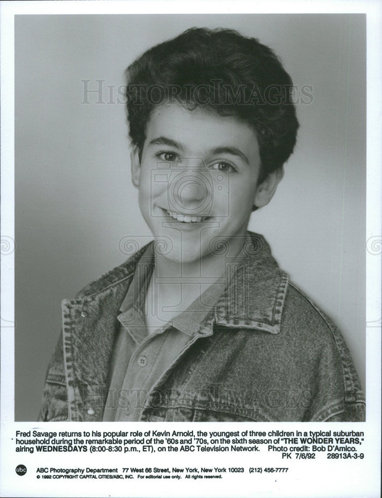 1982 Press Photo Fred Savage The Wonder Years Actor - Historic Images