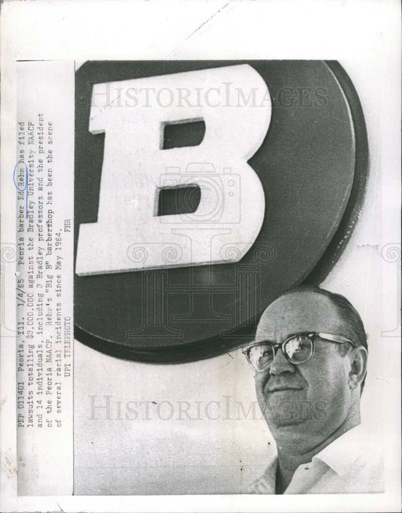 1965 Press Photo Peoria Barber Ed Rehm NAACP Politician - Historic Images